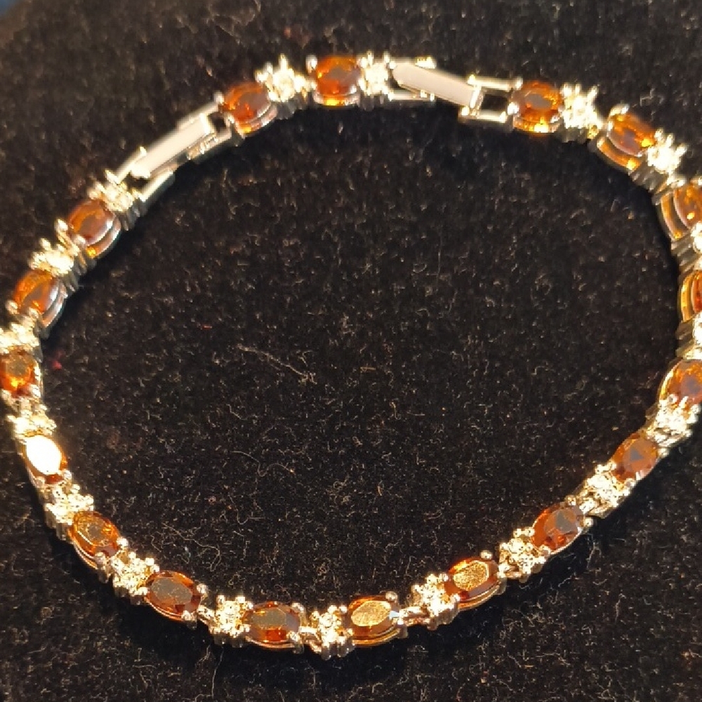 Avon Silver and Brown Gem Bracelet